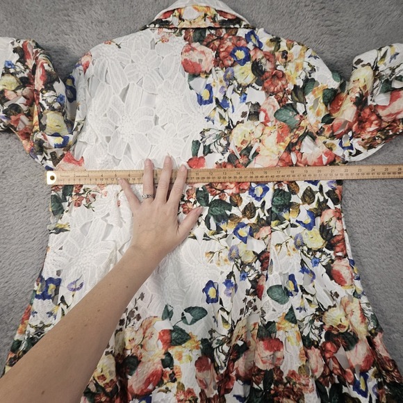 Damee Inc Swing Jacket Womens XL Floral Lace Artsy Lagenlook Fairy Cottagecore - Picture 13 of 15